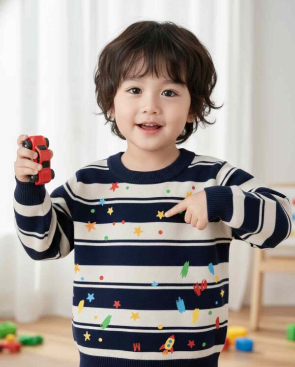 Boys with Zip Detail Pullover Sweater