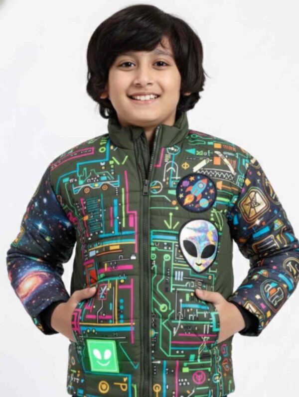 Boys Mock Collar Solid Casual Lightweight Padded Jacket