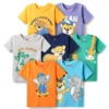 Babyhug Cotton Knit Half Sleeves T-Shirts With Animal Print Pack Of 7 - Yellow & Navy Blue